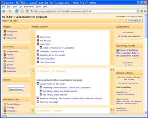 Figure 2: Example of a course created using Moodle